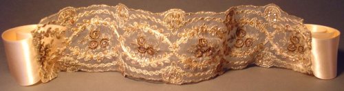 Vougeot - vintage taupe and pink lace - Bleu Garters